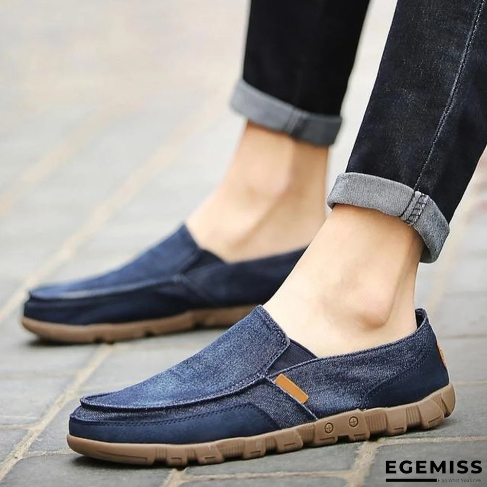 Men Casual Breathable Slip-On Loafers Flat Canvas Shoes | EGEMISS