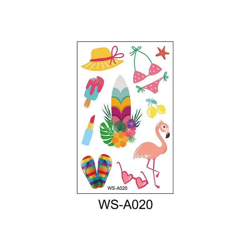 Waterproof New Hawaiian Tattoo Sticker Fashion Summer Seaside Beach Party Cartoon Sweatproof Tattoo Sticker