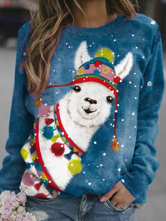 Christmas Alpaca Funny Casual Sweatshirt