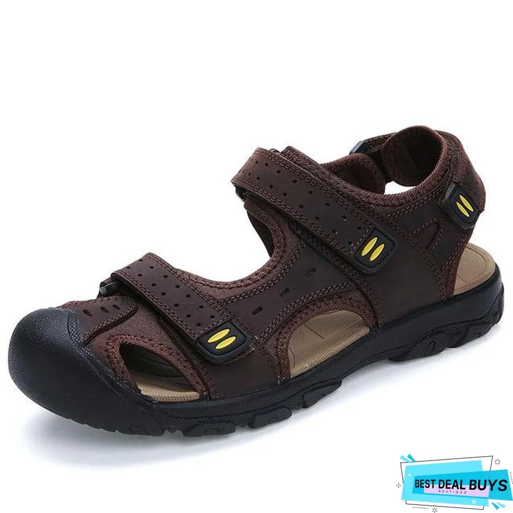 Men Genuine Leather Sandals Beach Outdoor Sandals