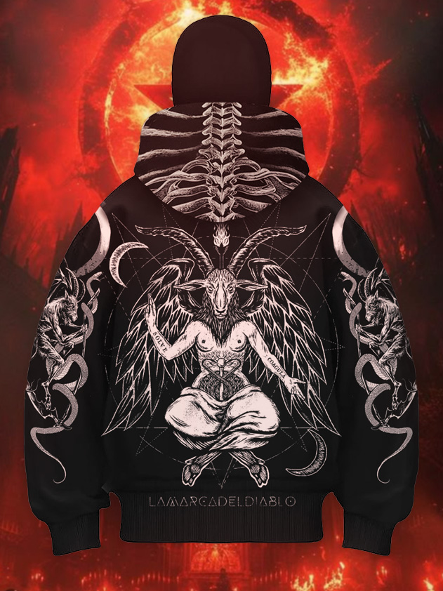 Art Satanic Devil Goat Baphomet Oversized Men's Balaclava Hoodie