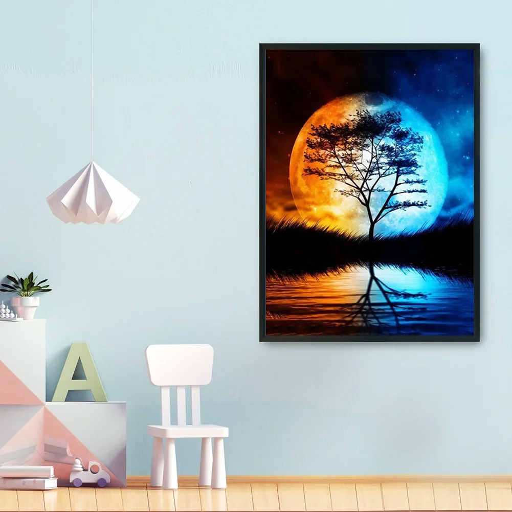 11CT Stamped Cross Stitch - Moon Tree(Canvas|36*46CM)