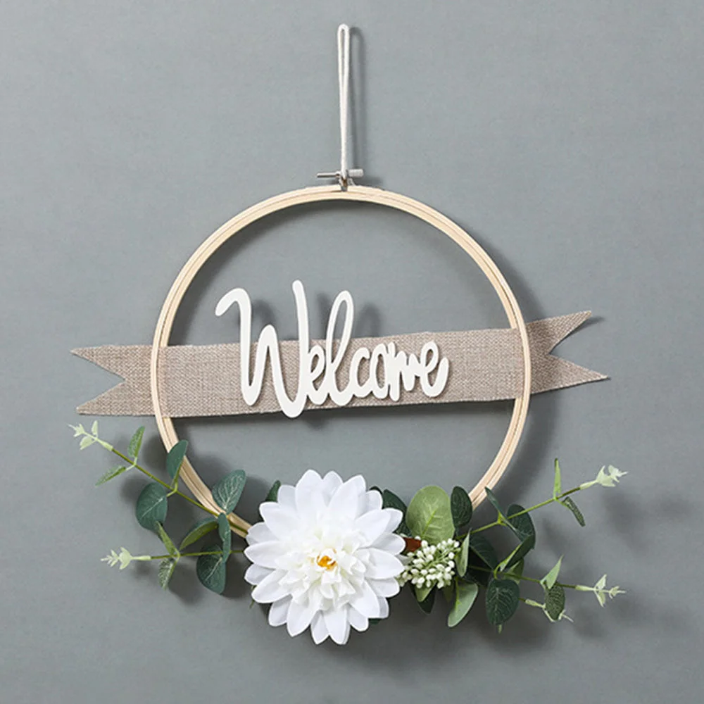 Simulation Eucalyptus Leaf Bamboo Circle Festive Decoration Garland