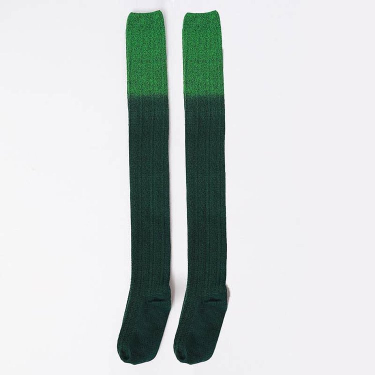 Gradient Color Knit Stockings Over the Knee - Modakawa Modakawa