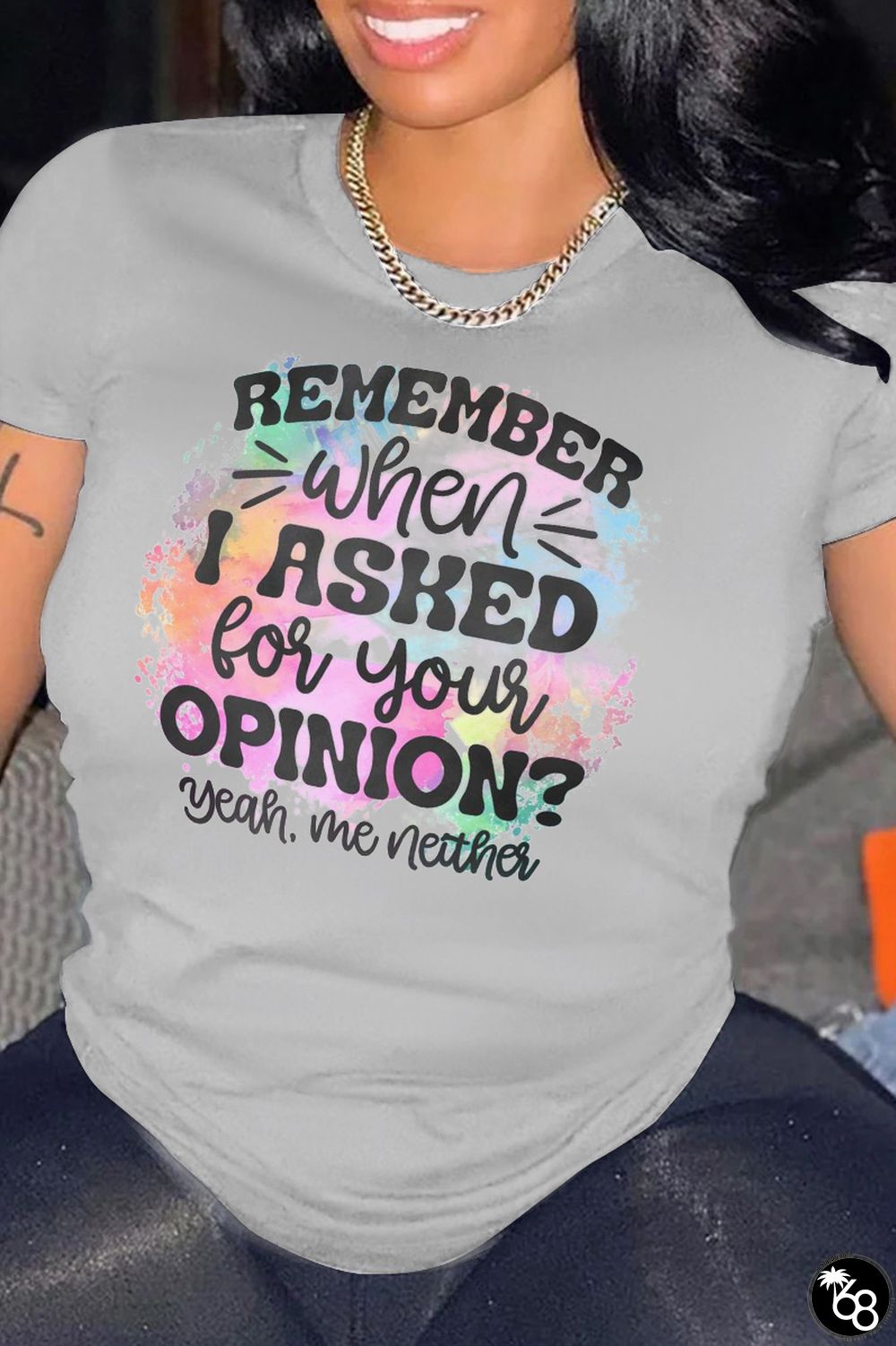 Light Gray Daily Vintage Print Patchwork Letter O Neck T-Shirts | 168DEAL