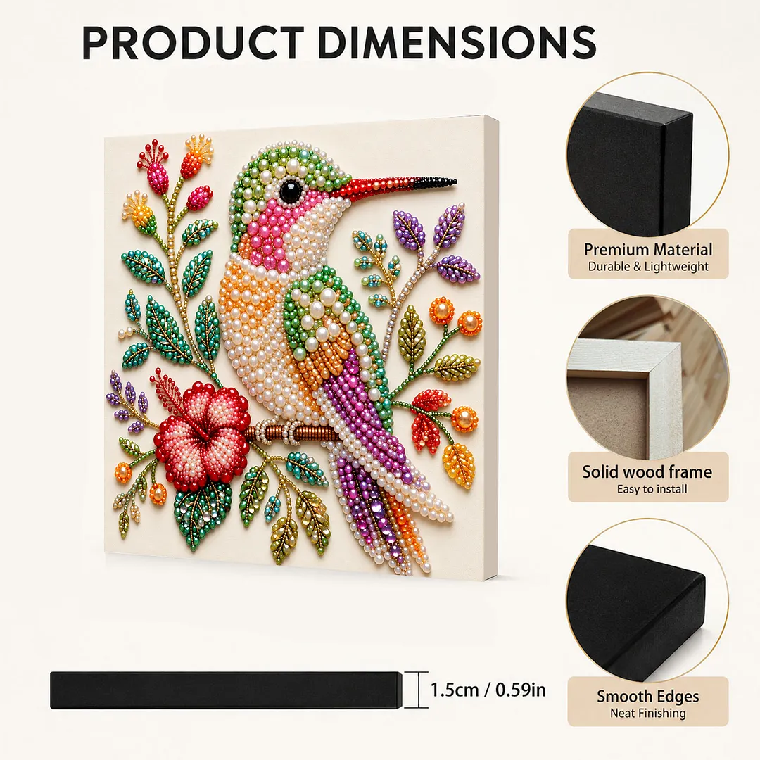 Framed Pearl Painting Kit Hummingbird 7.87x7.87in
