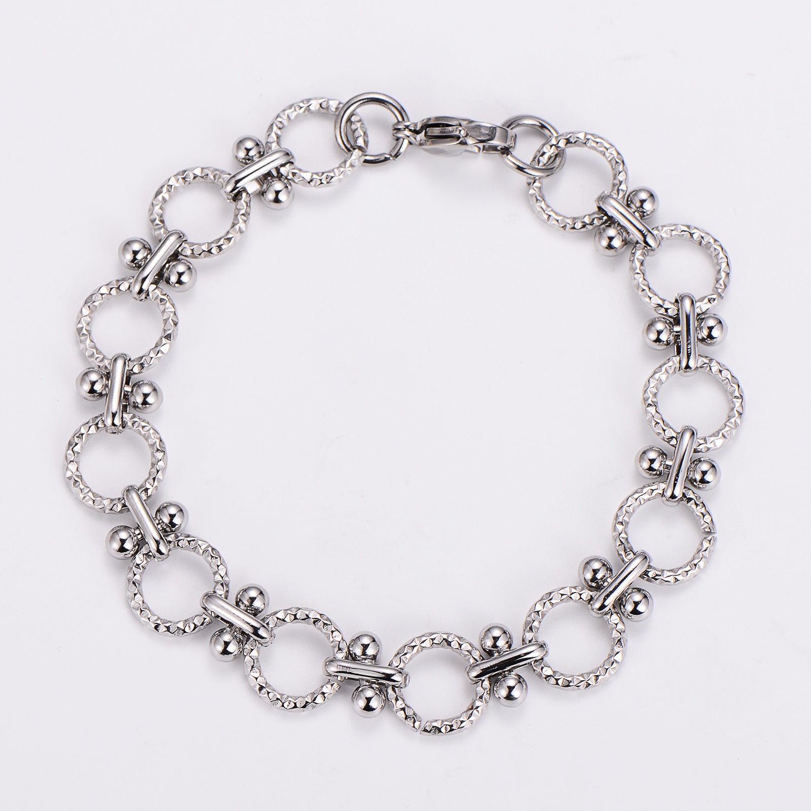 Aml Punk Stainless Steel O-Dot Handmade Chain Bracelet Men