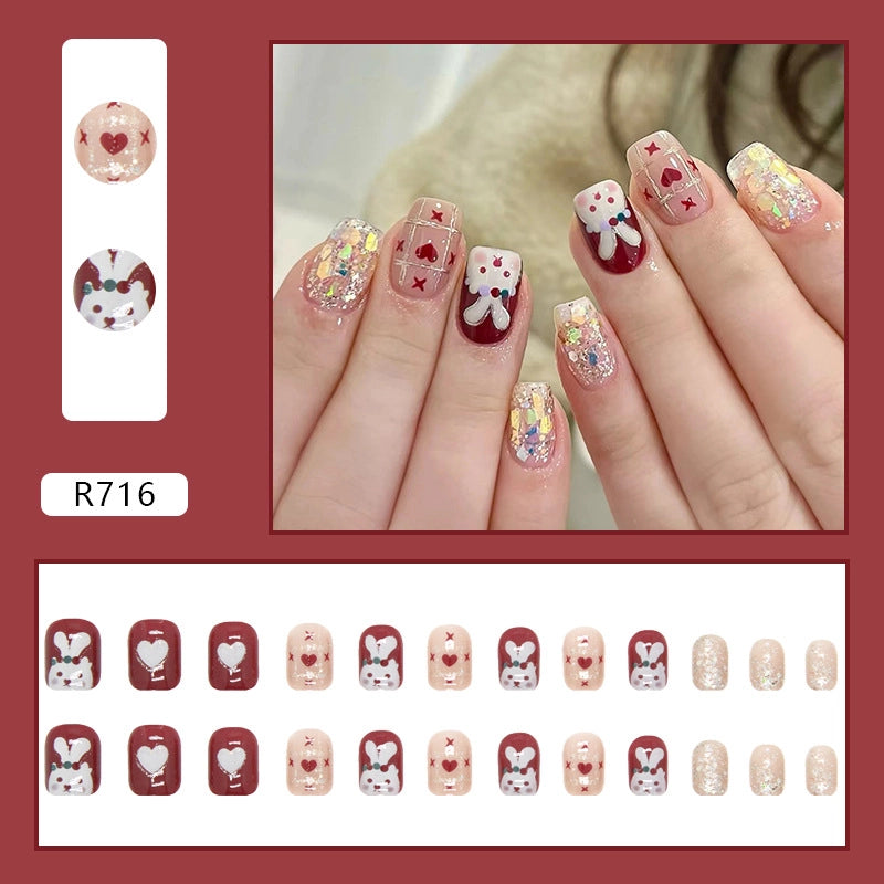 Simple And Cute Classic Style Autumn And Winter Wear Armor Cheap Hot Sale Nail Sticker Caramel Amber Finished Product Fake Nails