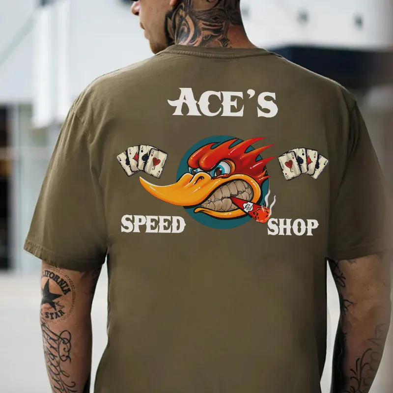 ACE'S SPEED SHOP Hot Rod Bird Black Print T-shirt