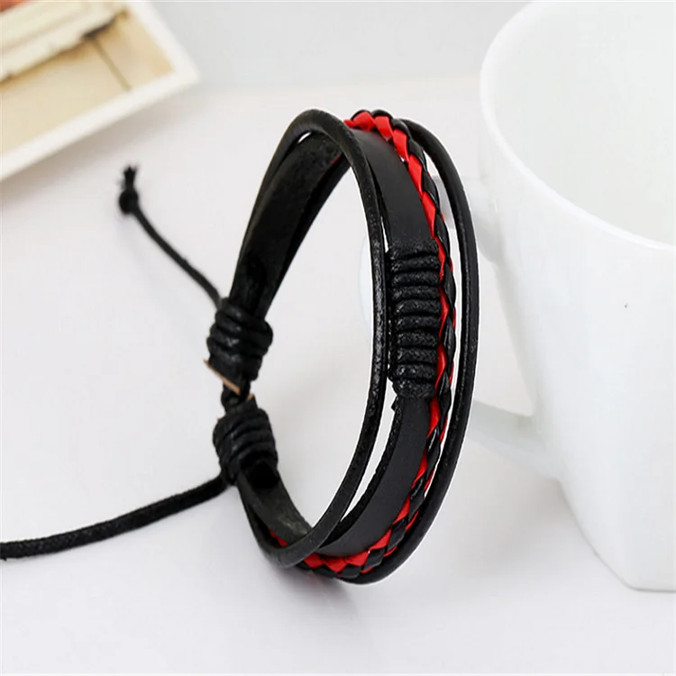 Unisex Quadruple Braided Leather Surf Bracelet