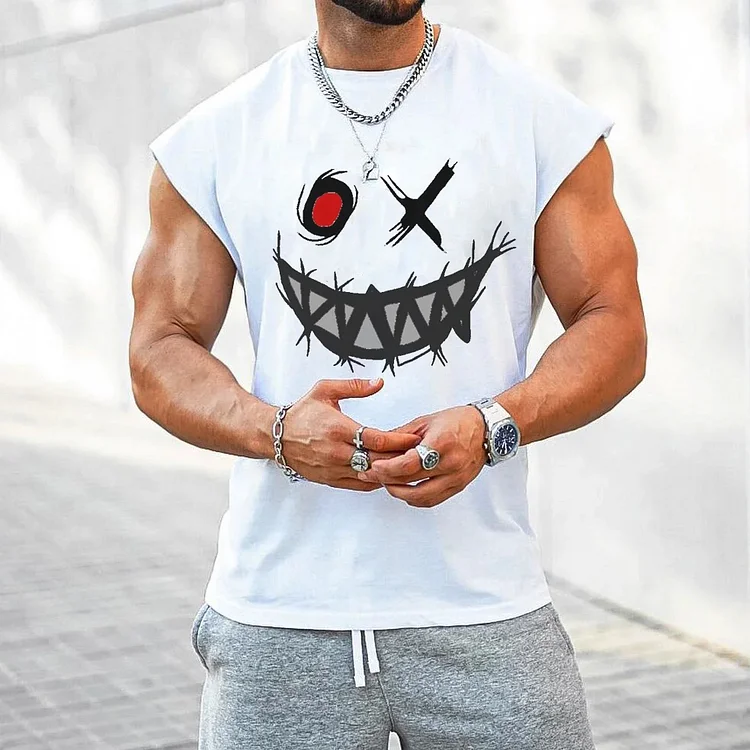 Men's Fashion Smiley Print Tank Top
