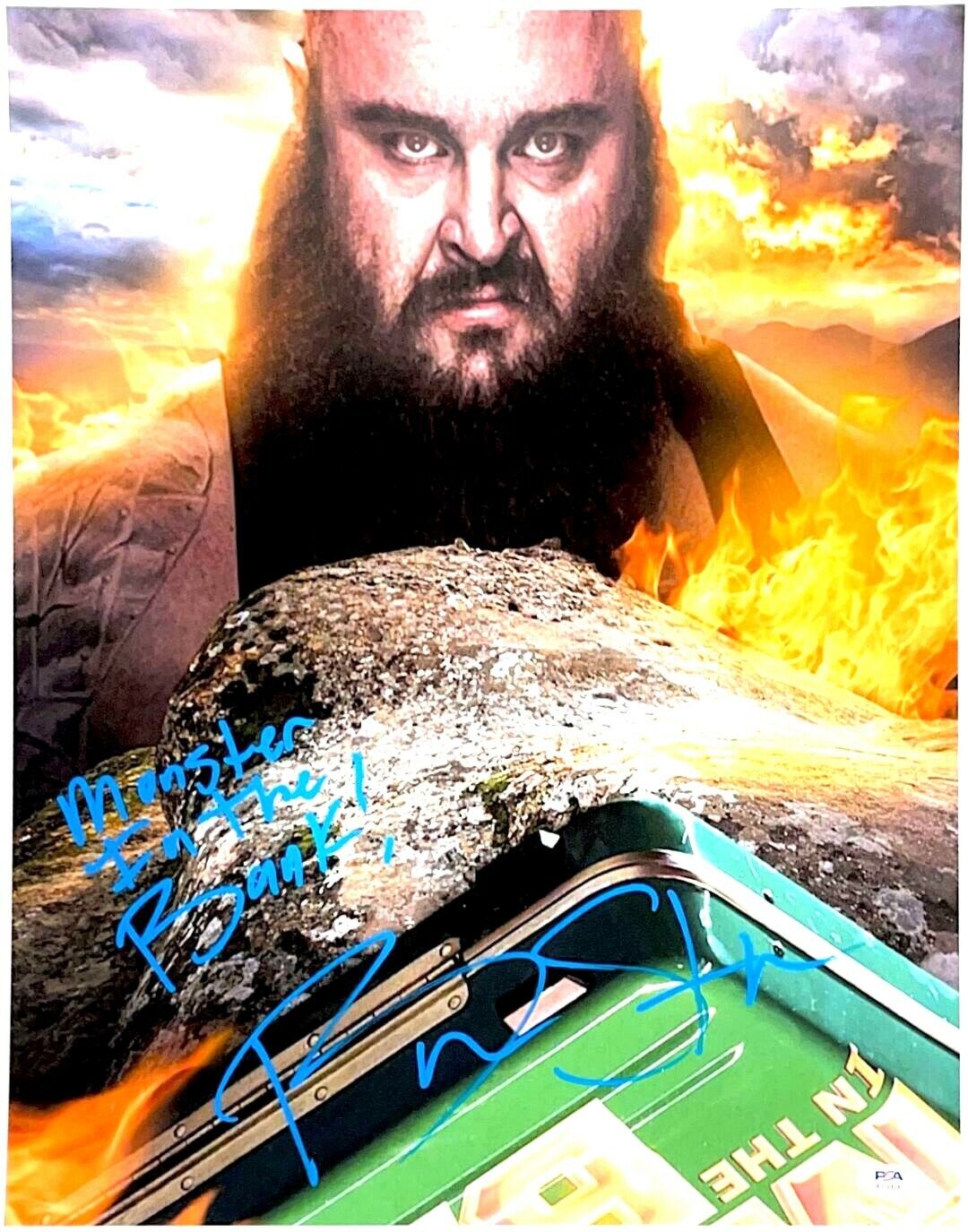 WWE BRAUN STROWMAN HAND SIGNED AUTOGRAPHED 16X20 Photo Poster painting WITH PROOF AND PSA COA 1