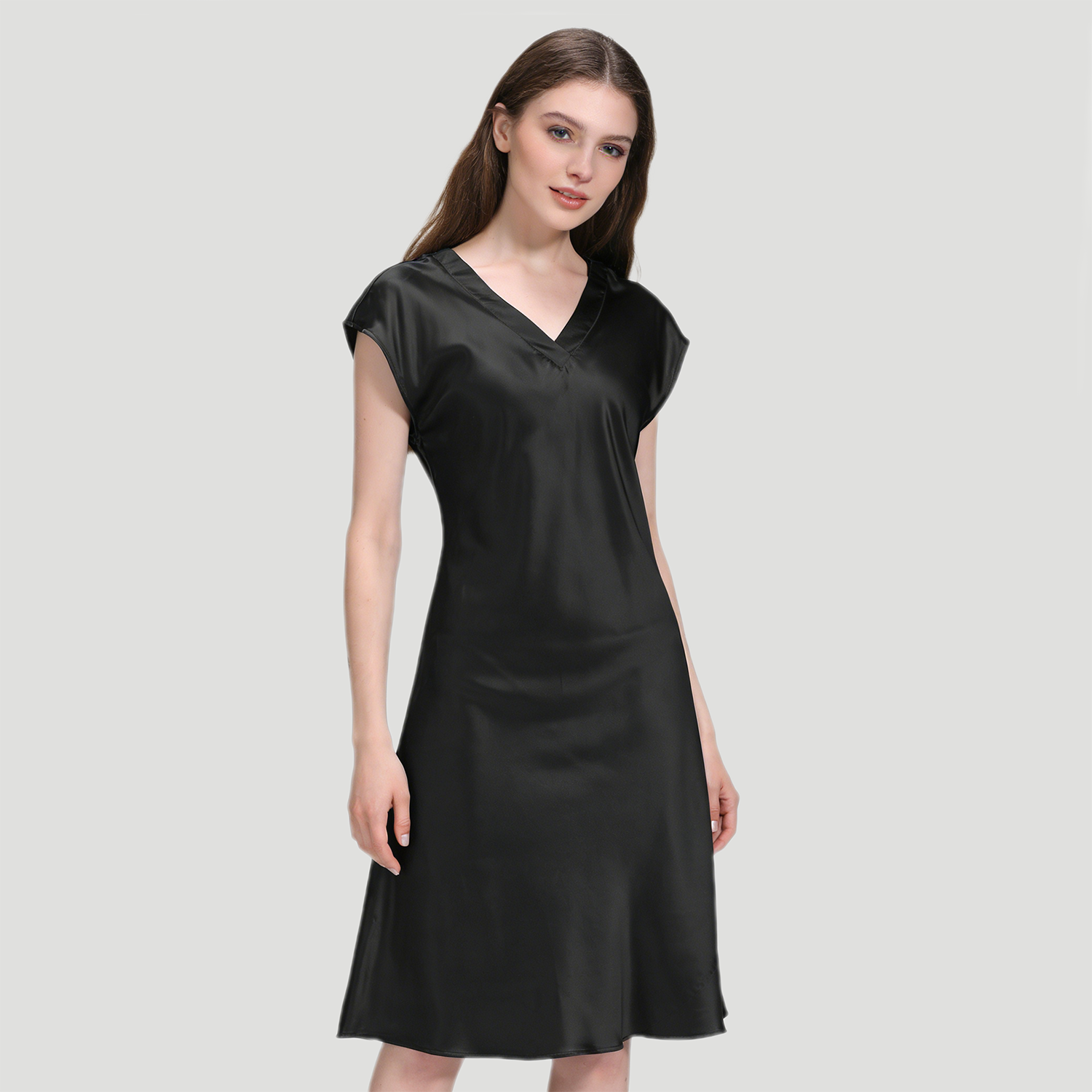 Silk Nightgown Women 22 Momme Mulberry Silk Short Sleeve Elegant Sleepwear REAL SILK LIFE
