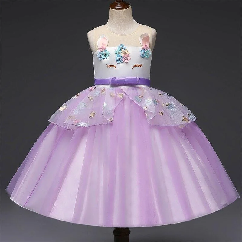 2021 Fantasy Unicorn Dress For 3-8 Year Girl Children's Princess Costume Kids Birthday Party Infant Tutu Child Clothes