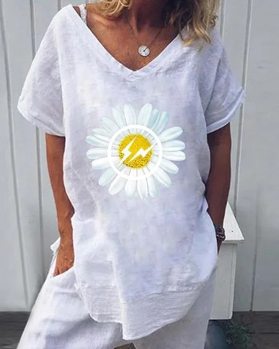 Cute printed casual short-sleeved T-shirt