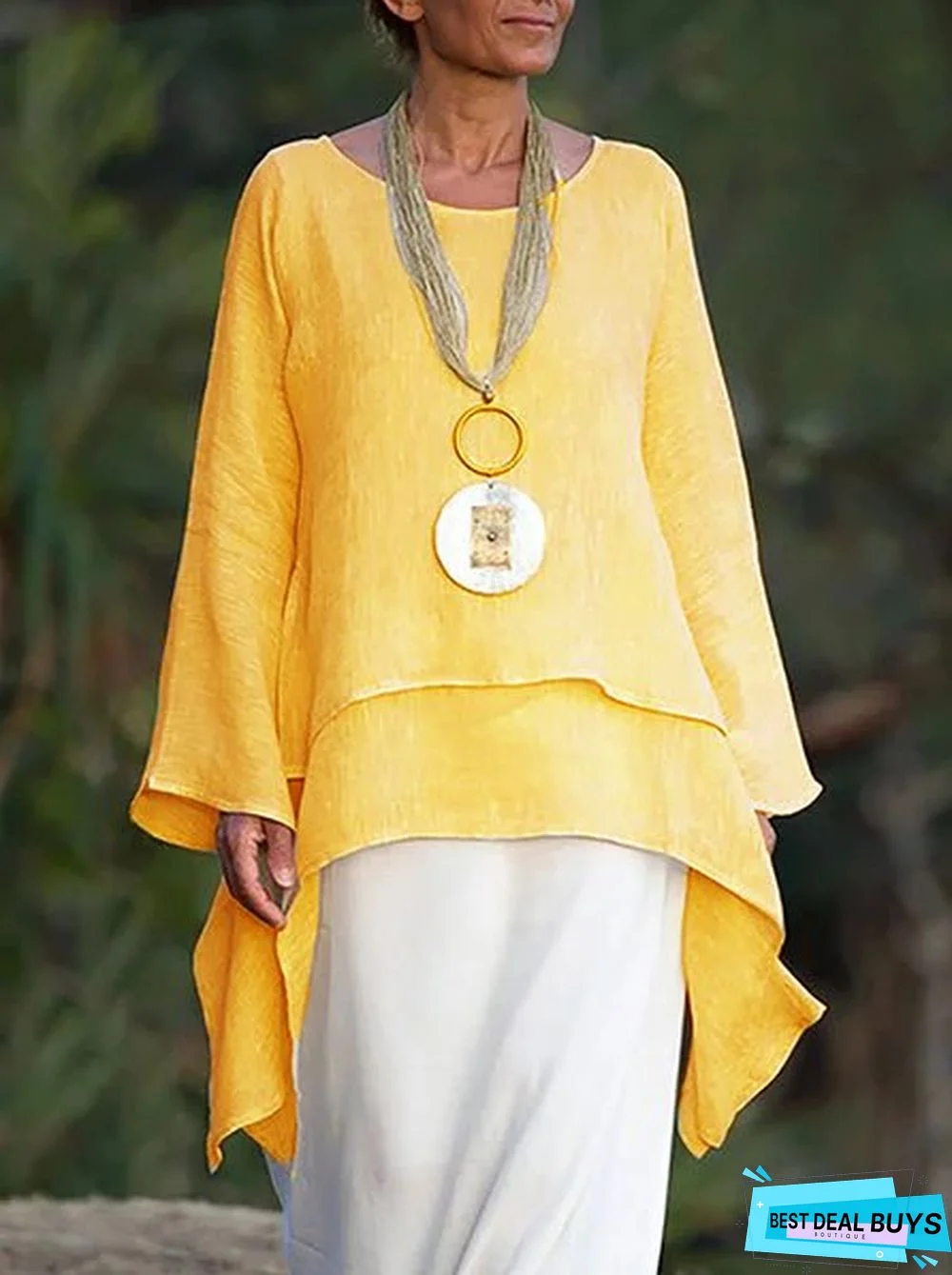 Long Sleeve Asymmetrical Casual Paneled Top