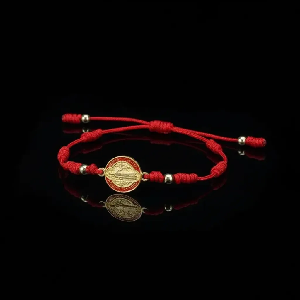The Saint Benedict Protection Braided Bracelet | Crimson & Gold Edition