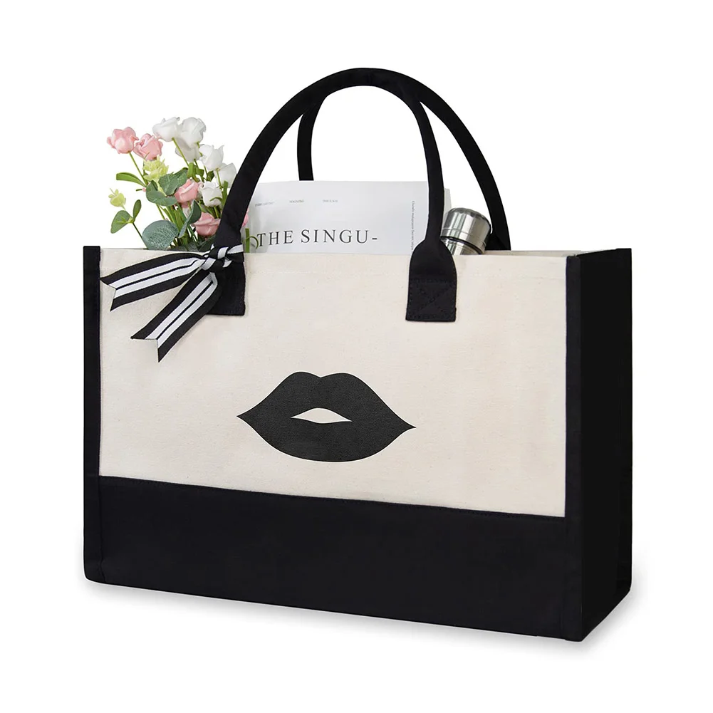 Canvas Shopping Bag - Fashion Shoulder Bag - Lips