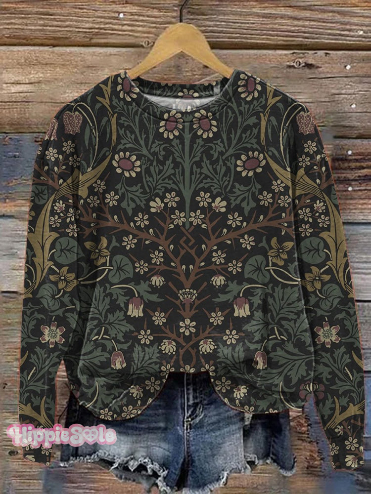 Mythical Night Woodland Pattern Printed Casual Sweatshirt Multicolor / S