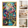 Colored House Glass Painting - Full Embroidery 3 Strands 11CT Stamped Cross Stitch - 40*70CM - Large Size