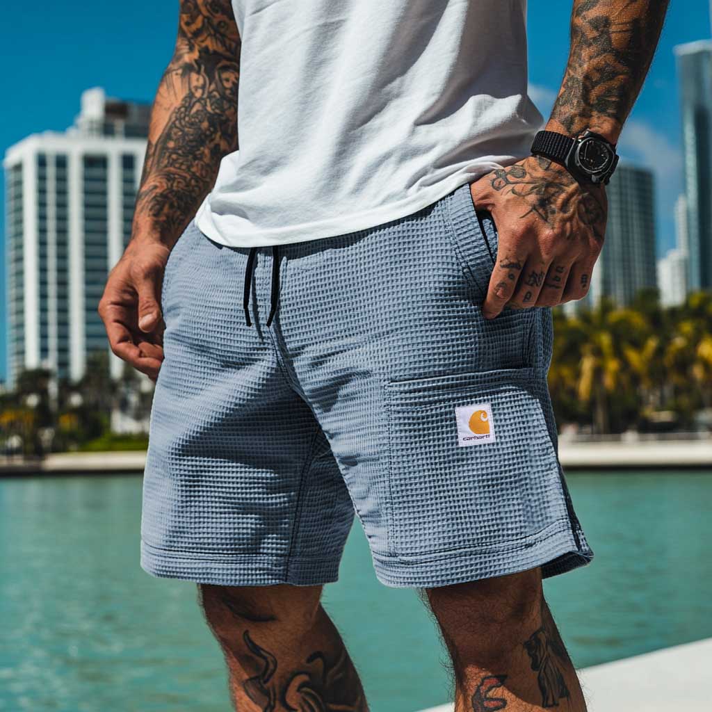 Carhartt Men's Vintage Waffle Knit Surf Elastic Drawstring Shorts