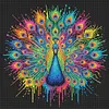Colorful Splash Peacock Full 14CT DIY Stamped Embroidery Needlepoint Starter Kits 11.81x11.81inch Cross Stitch Art and Crafts Kits for Beginners Adults Home Decor