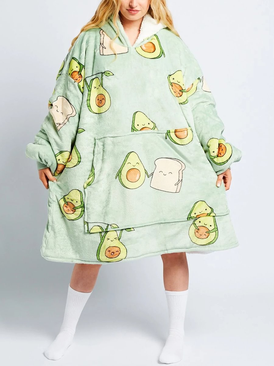 Women's Fleece Warm Hooded Home Nightgown-092810