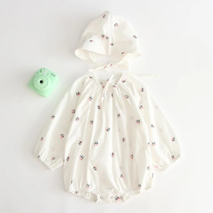 2pcs Baby Rompers+Hat 2019 Spring Newborn Infant Color Long Sleeve Jumpsuit Play Suit For Baby Girl Fashion Baby Girl Clothes