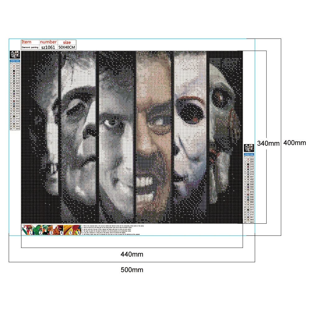 5D Kit Rhinestone Horror Movies Full Round Drill Diamond Painting (sz1061)