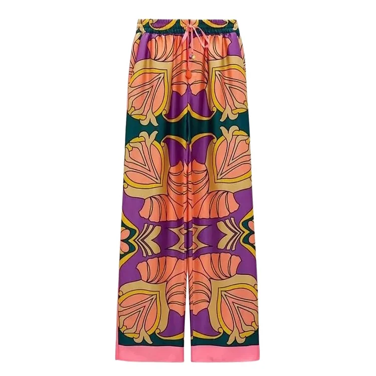 Casual Printed Two Piece Shirt and Pants Sets Flaxmaker 