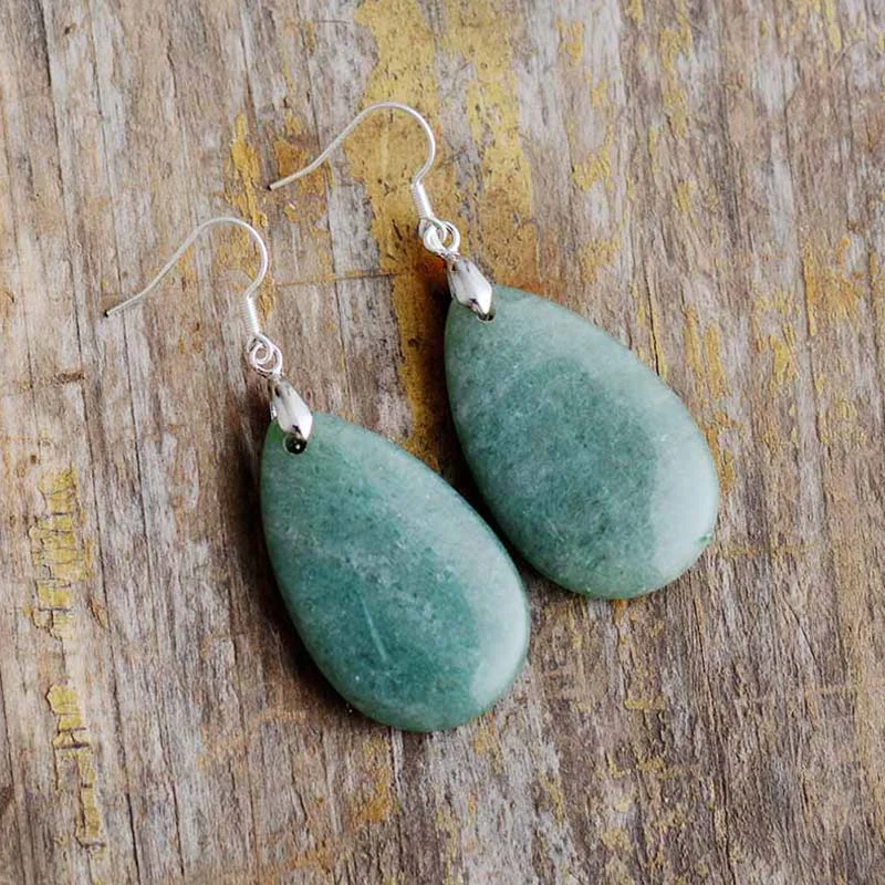 Natural Aventurine Dangle Healing Drop Earrings