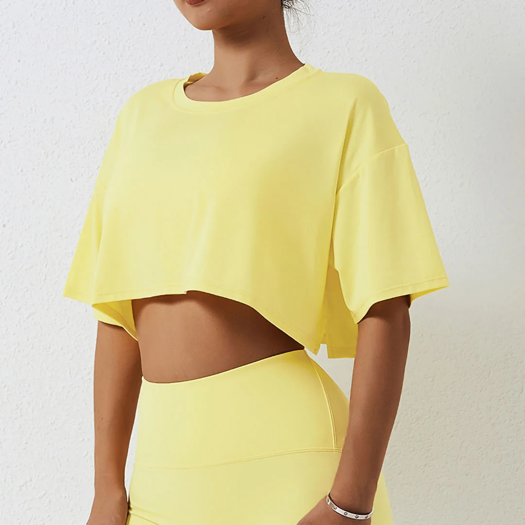 Solid color casual sports cropped top