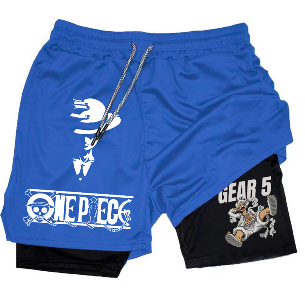 Anime Graphic Design Double Layered Sports Shorts / TECHWEAR CLUB / Techwear