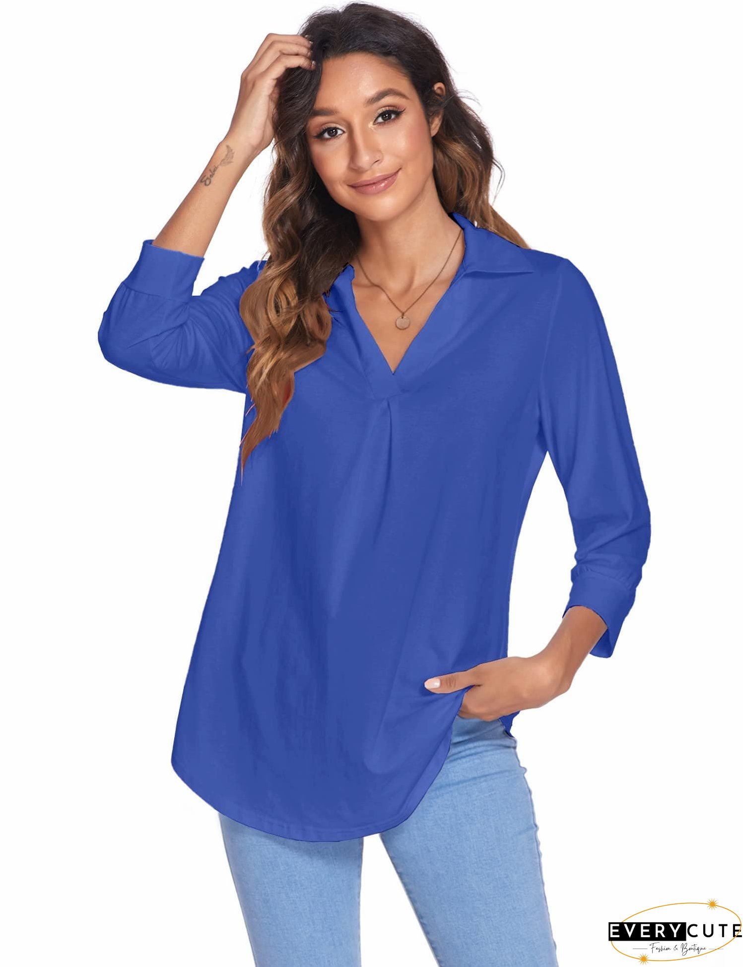 Plus Size V Neck Blouse