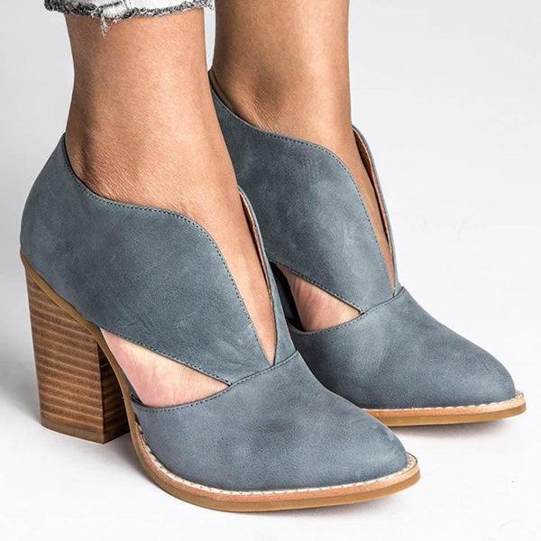 Round Toe Women Chunky Heel Casual Ankle Boots
