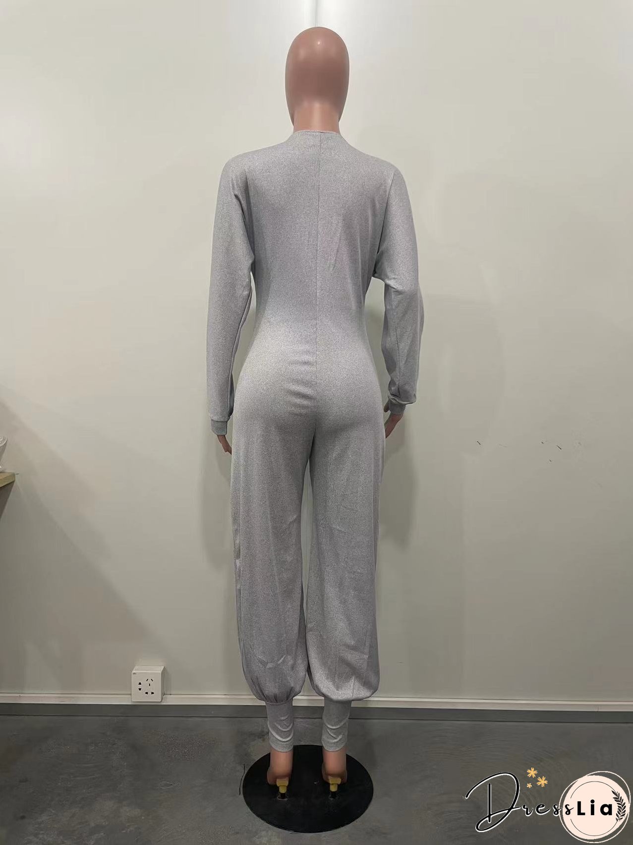 Women Ribbed Solid Patchwork Jumpsuit