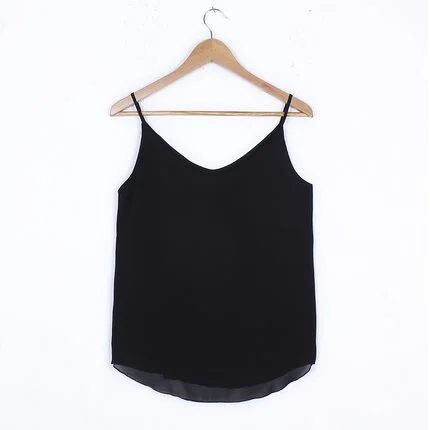 Tank Top Women Double Layer Chiffon Blouses 2021 New Summer Casual Camis Sleeveless Shirt