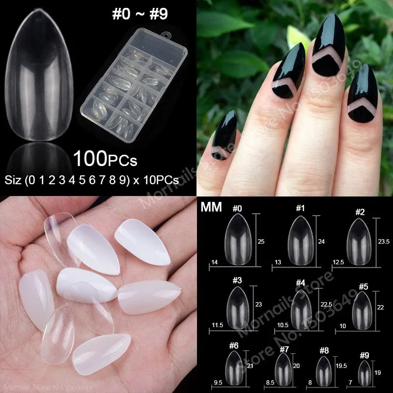 100Pcs/box Nail Tips Short Full Cover Coffin Ballerina False Nails Ballet Shape Acrylic Fake Nails Press On Nails Salon Tools-Nail Inspo