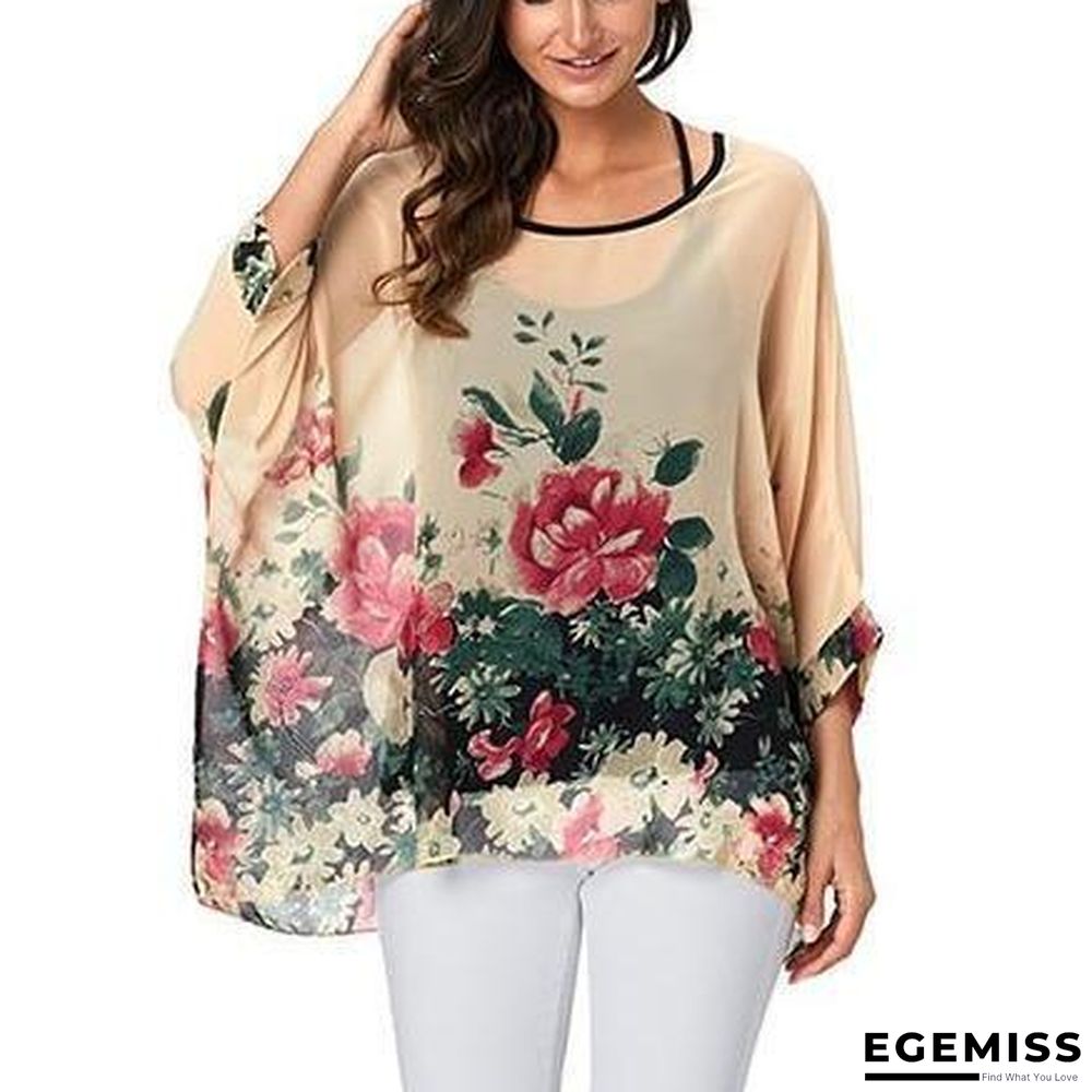 6XL Plus Size Women Batwing Sleeve Casual Chiffon Tops Blouses | EGEMISS