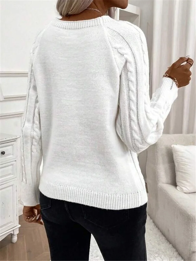 Athvotar Athvotar And Winter Button Design With Shoulder Sleeves Stifling Knitted Round-Neck Sweater
