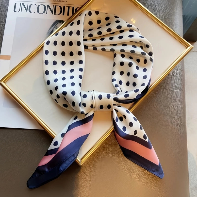 New Artificial Silk 70*70 Fashion Commuter Square Scarf Simple Baita Elegant Silk Scarf Hair Band Bow Headdress