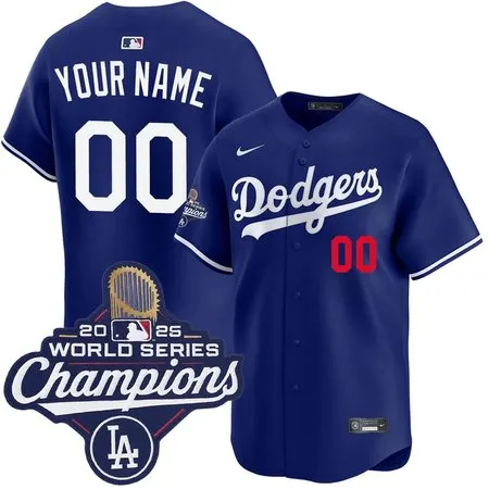 Men's Los Angeles Dodgers Custom Royal 2025 World Series Champions Home Limited Jersey