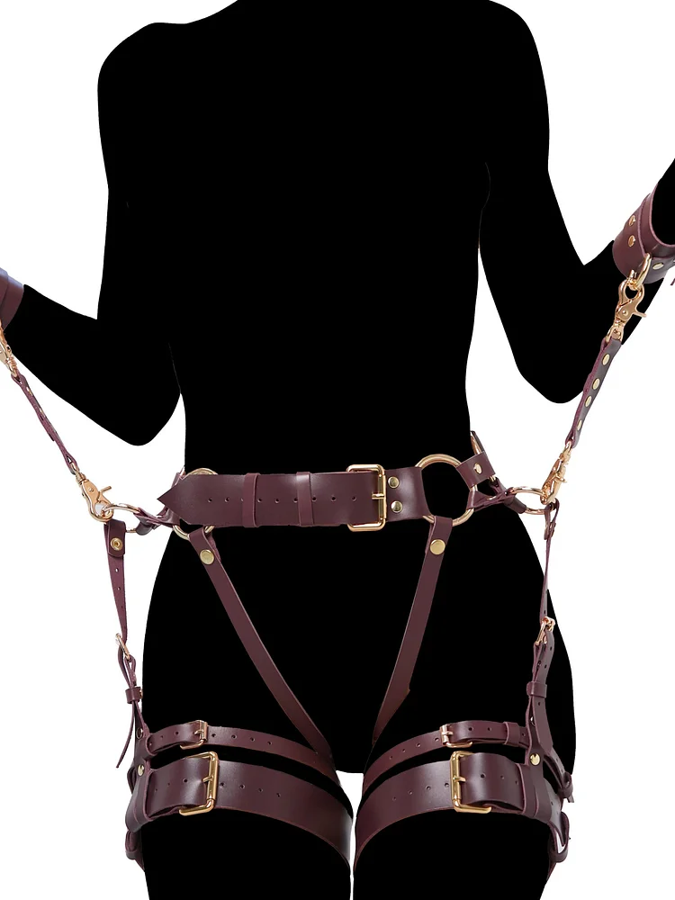 pornhint Pornhint Butt Fetish Garters with Handcuffs, Leather Harnesses for Women, Thigh Garter Belt Lingerie, Bondage Leg Harness leather harness women