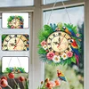 (US Only)2D Flat DIY Jungle Parrots 5D Diamond Clock Pendant Art Craft for Living Room