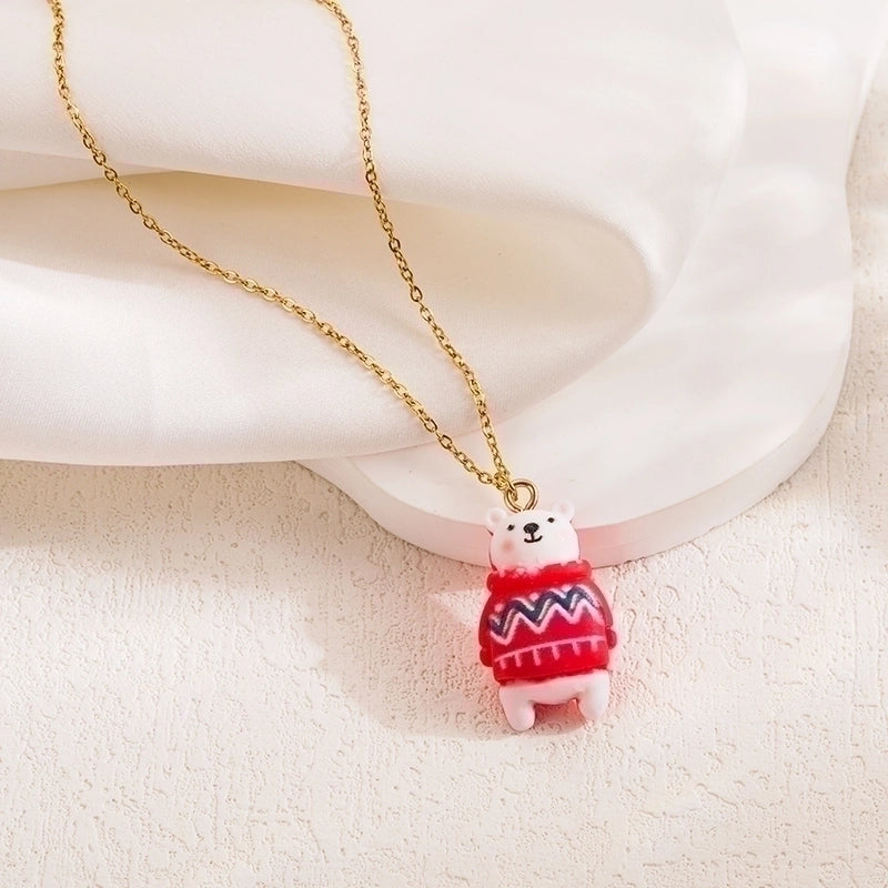 Cute Sweet Cartoon Character Stainless Steel Plating 18k Gold Plated Pendant Necklace
