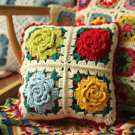 Handmade Hand Hook Stereo Flower Pillow Covers