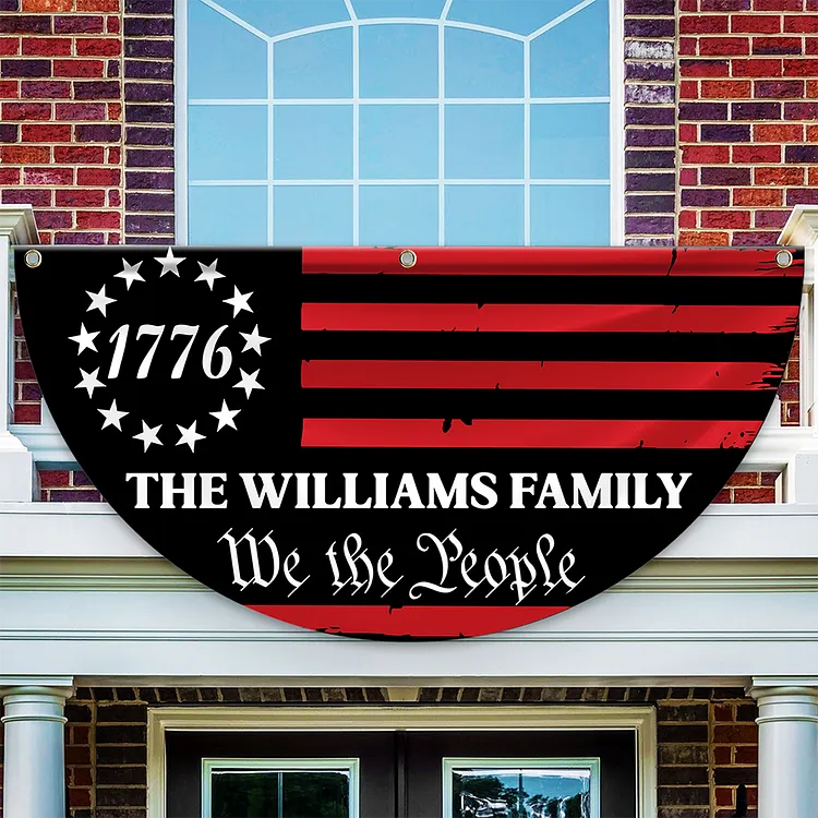 Personalized America 250th Anniversary Bunting Flag Custom Family Name We The People America Non-Pleated Fan Flag