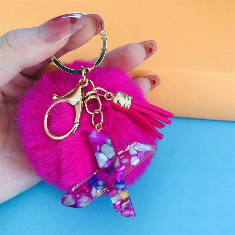 Minimalist Commute Letter Hairball Resin Unisex Bag Pendant Keychain