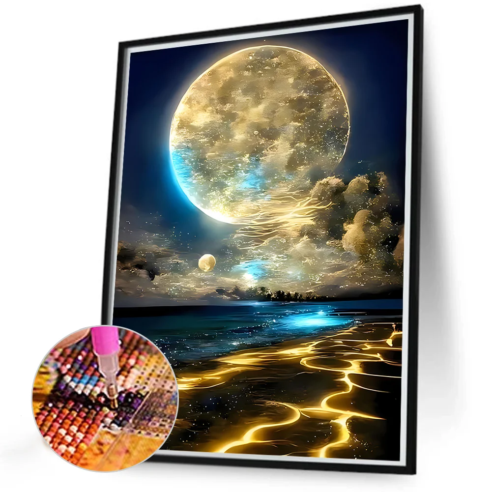 4pcs Diamond Painting - Full Round Drill - Moonlight(Canvas|30*40cm)
