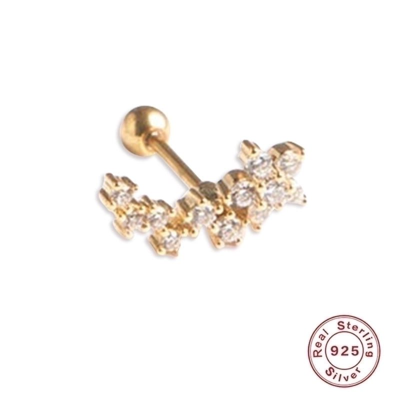 1 Piece 925 Sterling Silver Zircon Solid Color Ear Studs